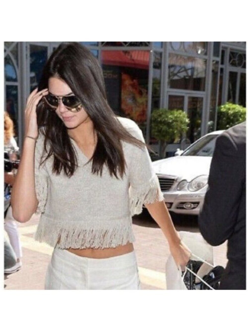 Creatures of Comfort Fringe V Neck Sweater Kendall Jenner